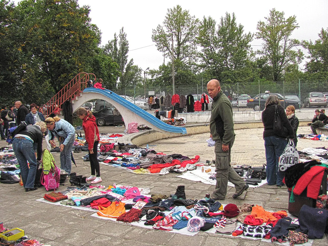 A second-hand open-air market in Praga, Warsaw.