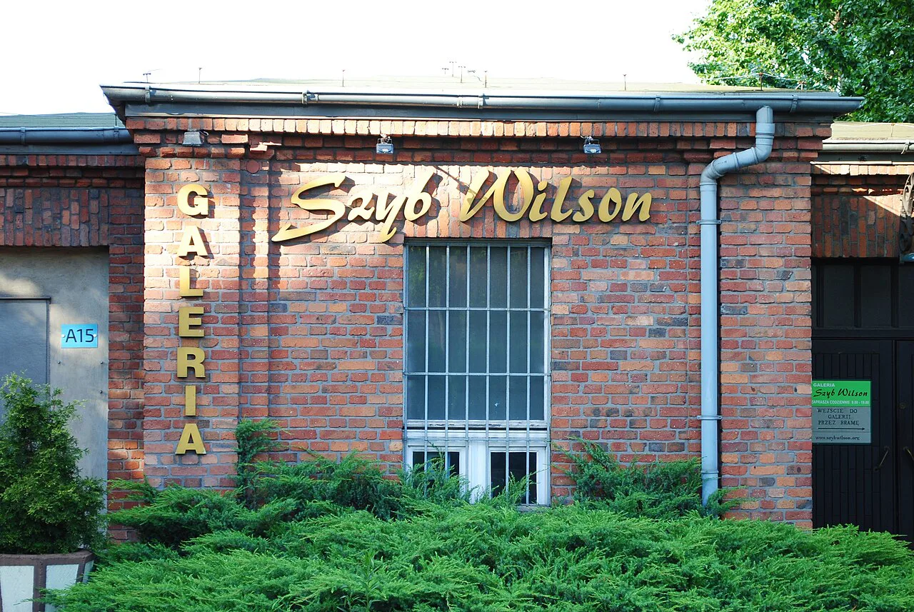 Entrance sign of the Szyb Wilson gallery in Katowice.
