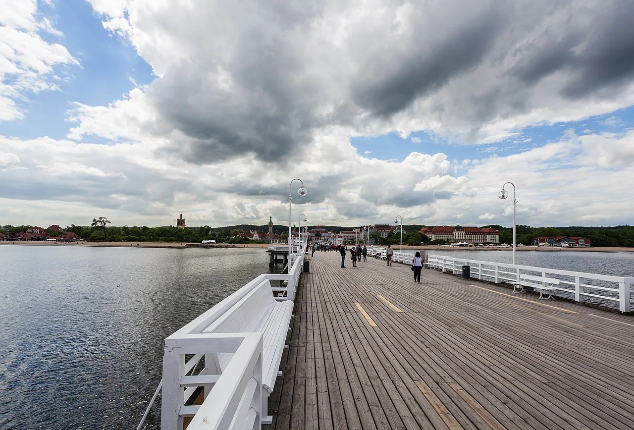 The wooden deck of the pier in Sopot.