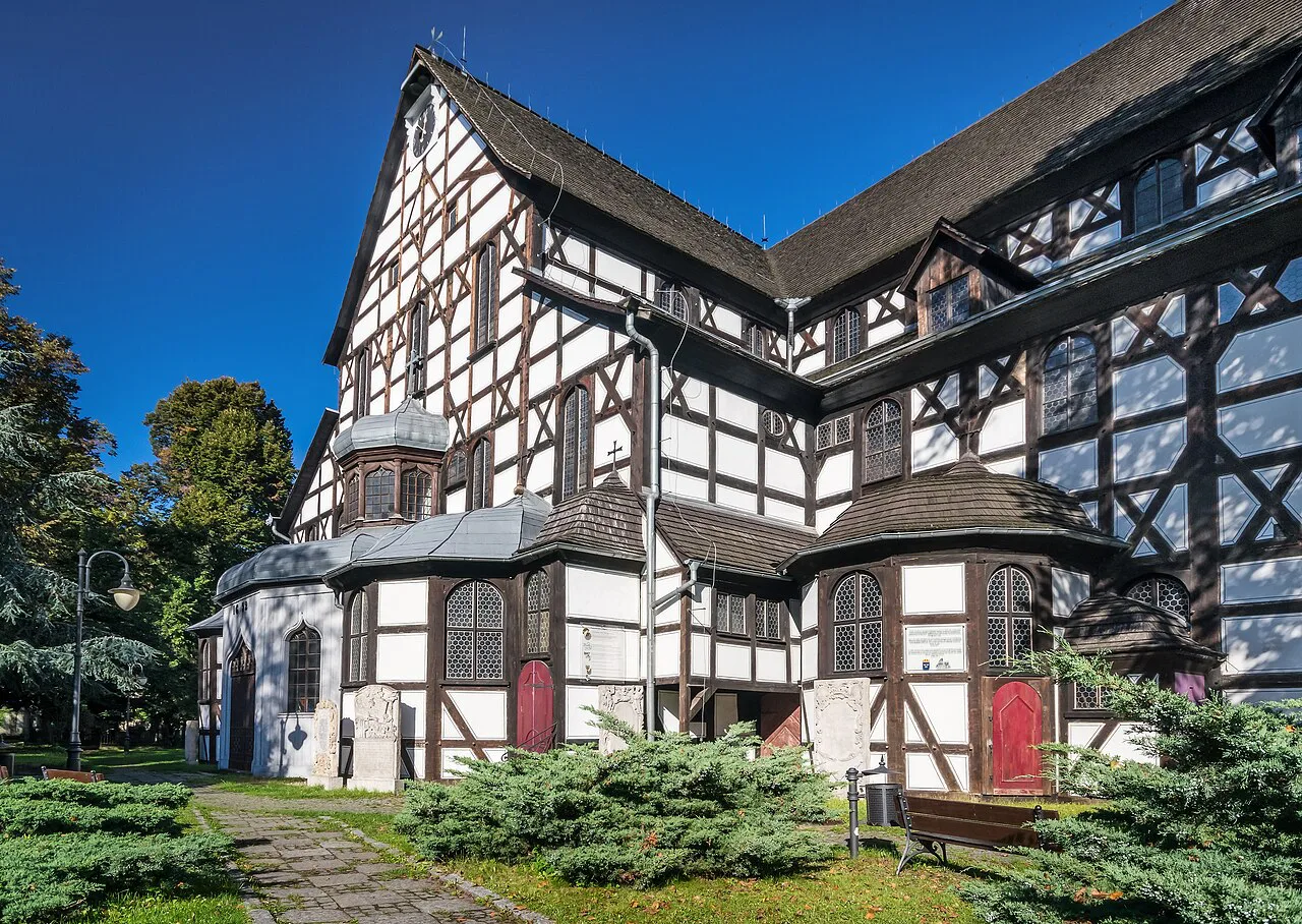 The half-timbered Church of Peace in Świdnica from another angle.
