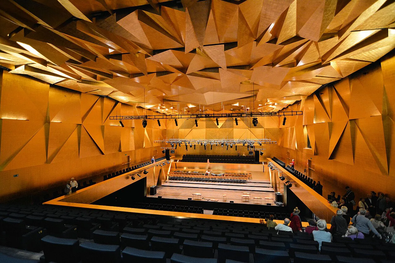 The main auditorium of the Szczecin Philharmonic, seen from the balcony.