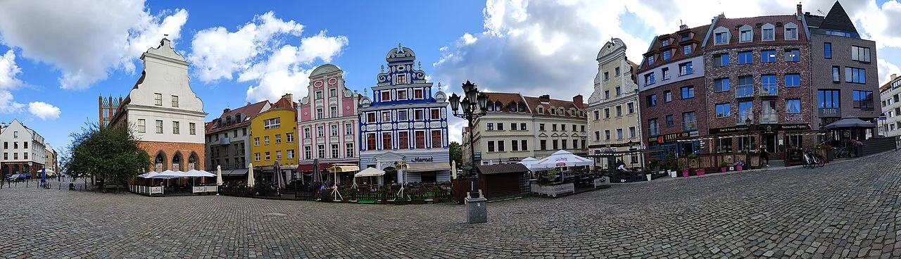 Panorama of Sienny Market (Rynek Sienny) in Szczecin.