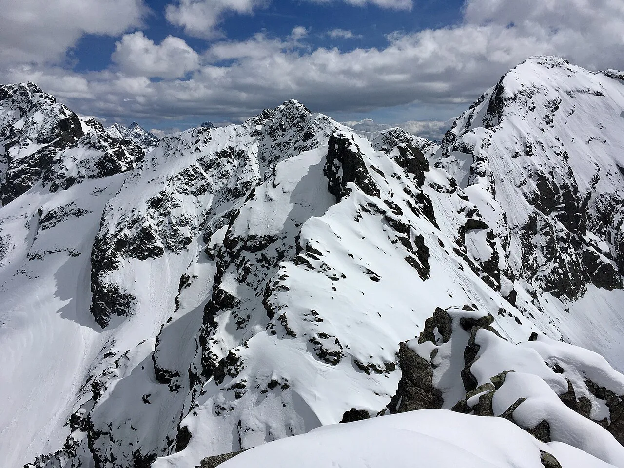 View towards Mały Kozi Wierch from Kościelec in the Tatra National Park.