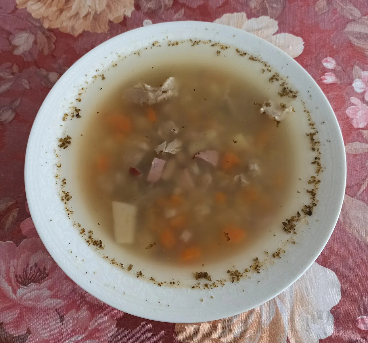A bowl of żurek, Polish sour rye soup.