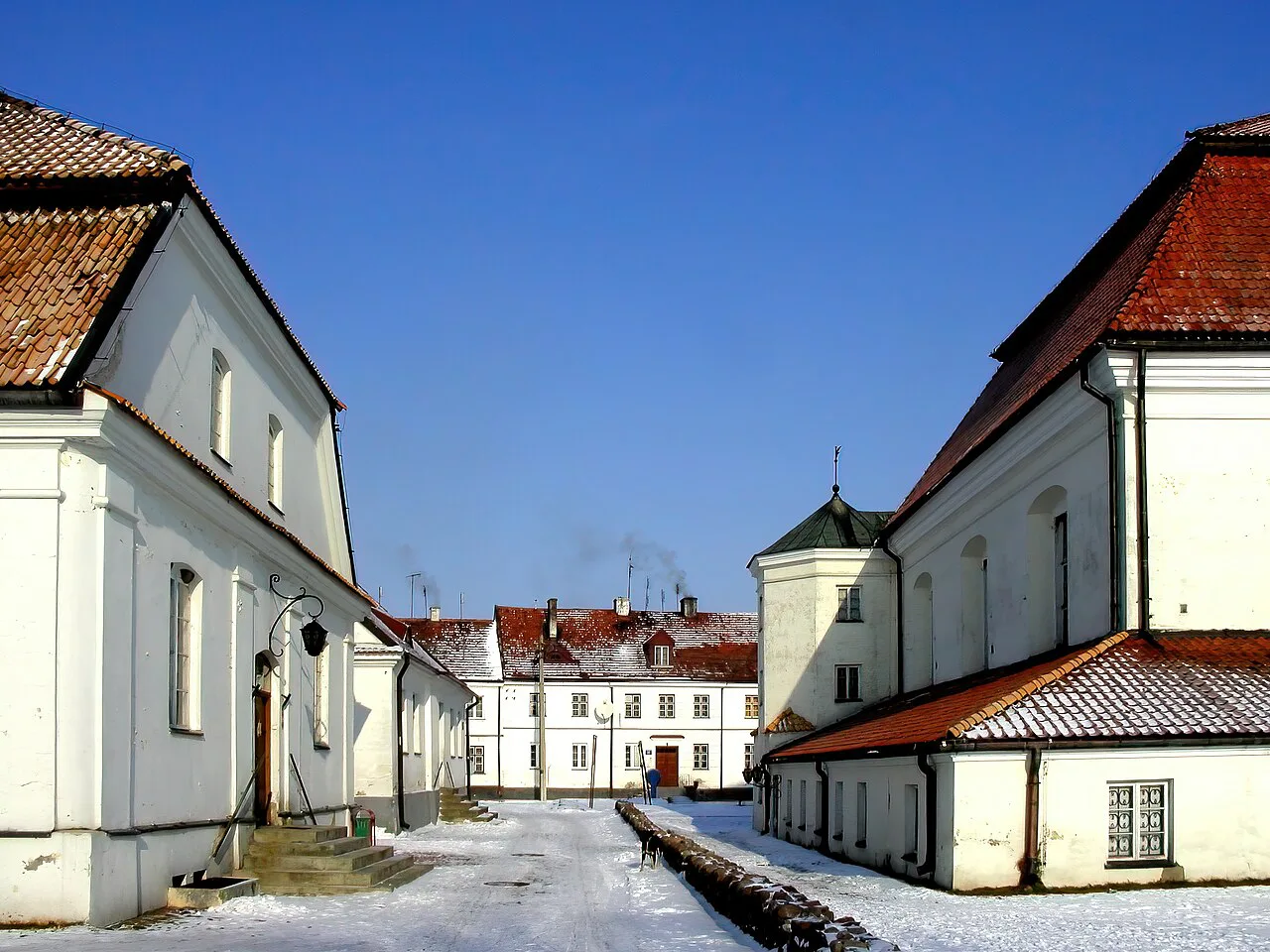 Mały Rynek, the Little Square in Tykocin, in winter.