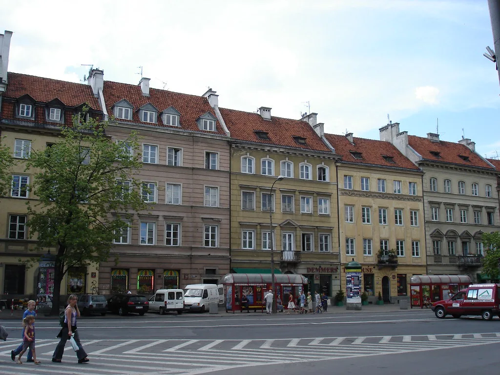 A row of townhouses in central Warsaw.