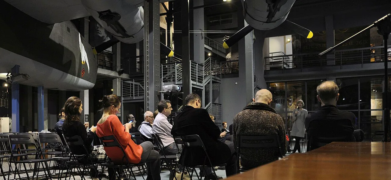 The former tram power station hall of the Warsaw Rising Museum during a public event