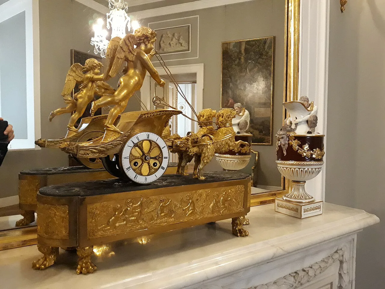 A gilded clock inside the Royal Castle in Warsaw.