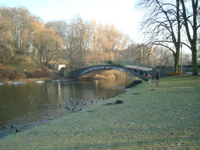 Footbridge over the Rusałka pond in Kasprowicz Park, Szczecin.