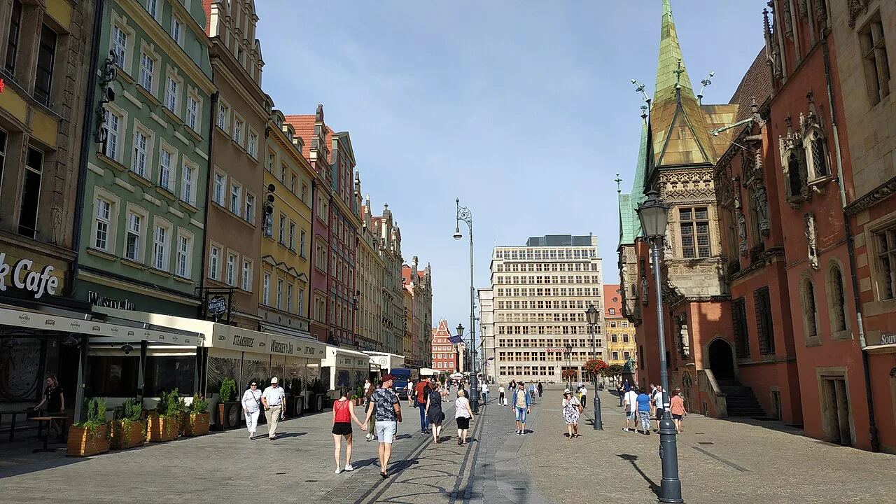 The Market Square and Old Town Hall in Wrocław in August 2019.