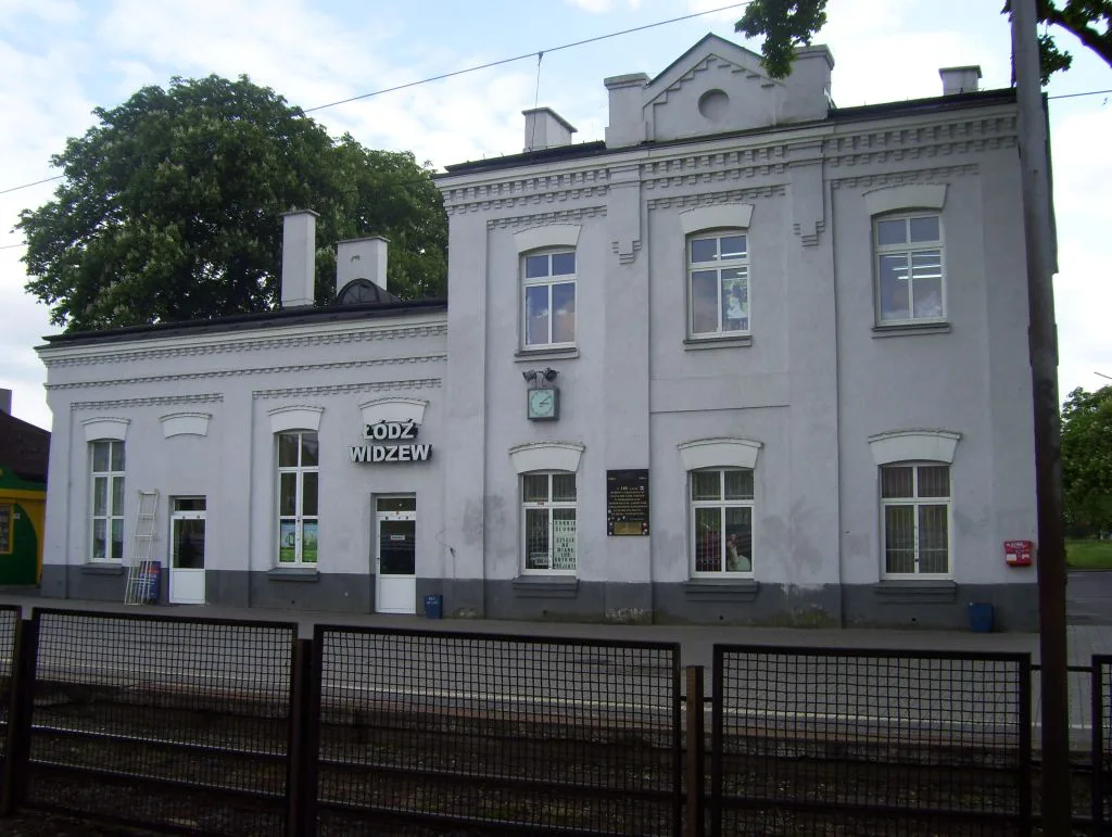 The Łódź Widzew railway station building.