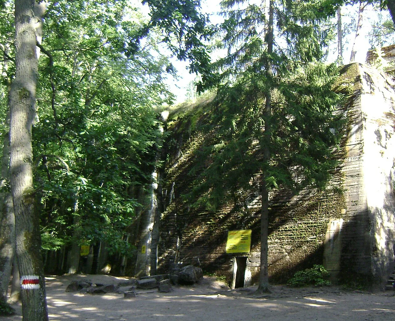 A bunker wall in the forest at the Wolf's Lair in Gierłoż.
