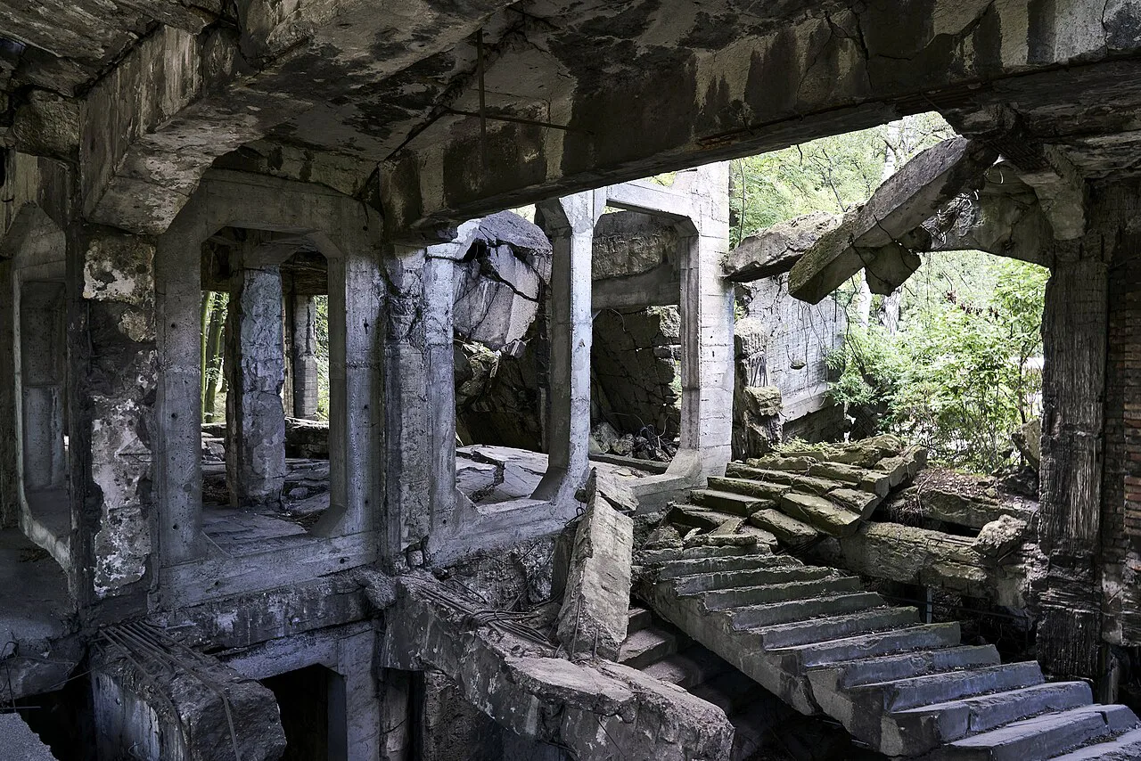 The ruined basement of the Westerplatte barracks in Gdańsk.