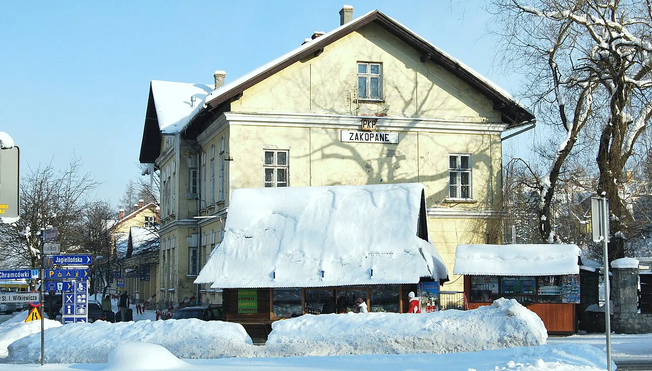 Zakopane railway station in winter.