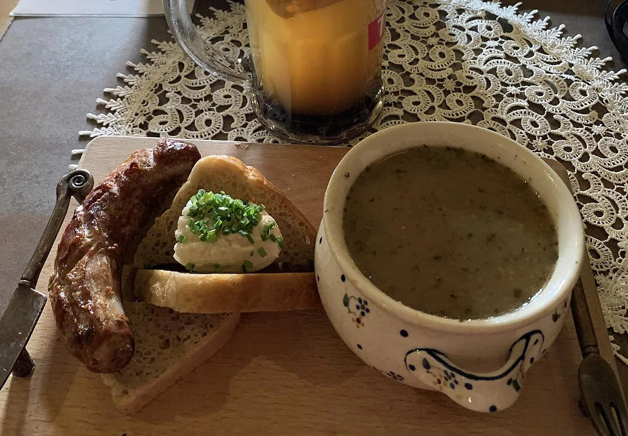 Żurek sour rye soup with sausage in Warsaw.